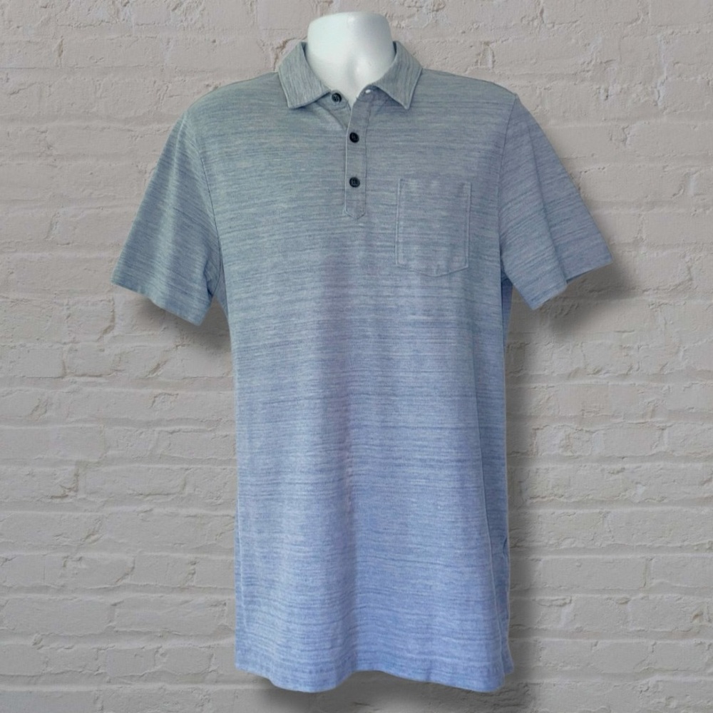 BananaRepublic Men’s Polo Shirt Large Tall Blue Heather Performance Pique Pocket